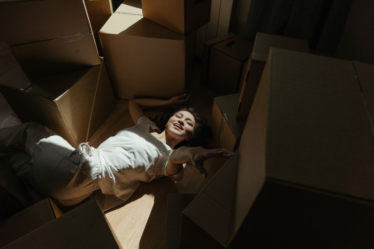 Cajas de mudanza apiladas